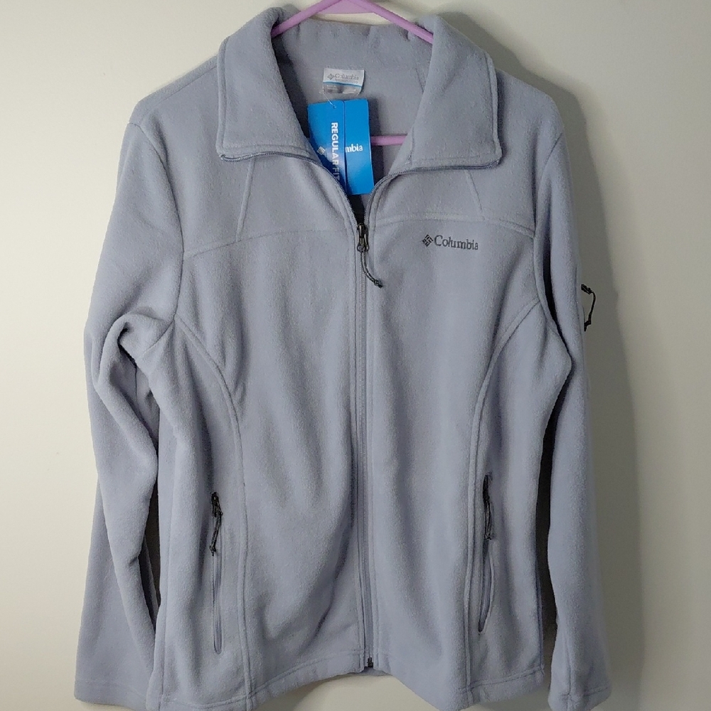 L Columbia Light Gray Full-Zip Fleece Jacket